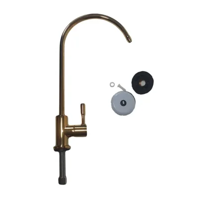 شیر برداشت اهرمی طلایی رنگ با ارتفاع ۲۲ سانتی‌متر